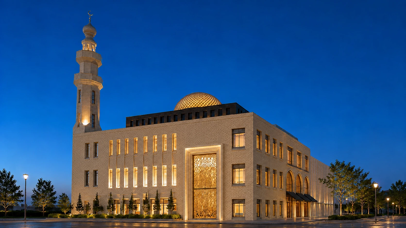 Artistieke impressie van Arnhem Ayasofya met zandkleurige bakstenen gevel — zijgevel