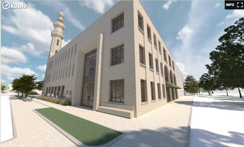 Oorspronkelijke visualisatie van het moskeeontwerp door Kodde Architecten